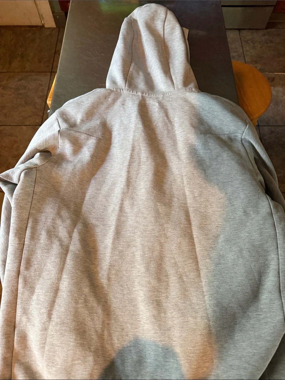 Nike Light Gray Full-Zip Hooded Sweatshirt with Black Trim